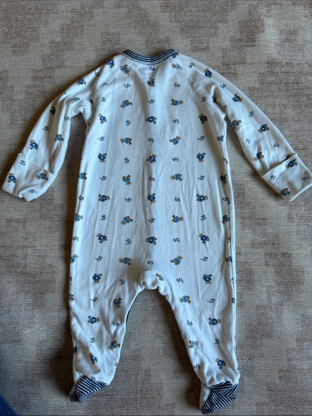 Ralph Lauren White Footed One-Piece with Blue Bear Print size 6M